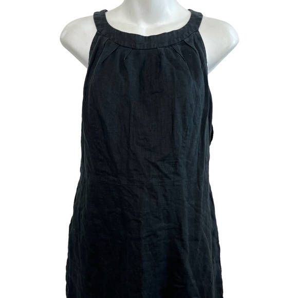 ANN TAYLOR LOFT Black 100% Linen Sleeveless Mini Length Lined High Neck Dress 6 - Picture 2 of 16